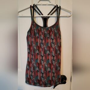 Fabletics Red and Blue Sleeveless Tank Top